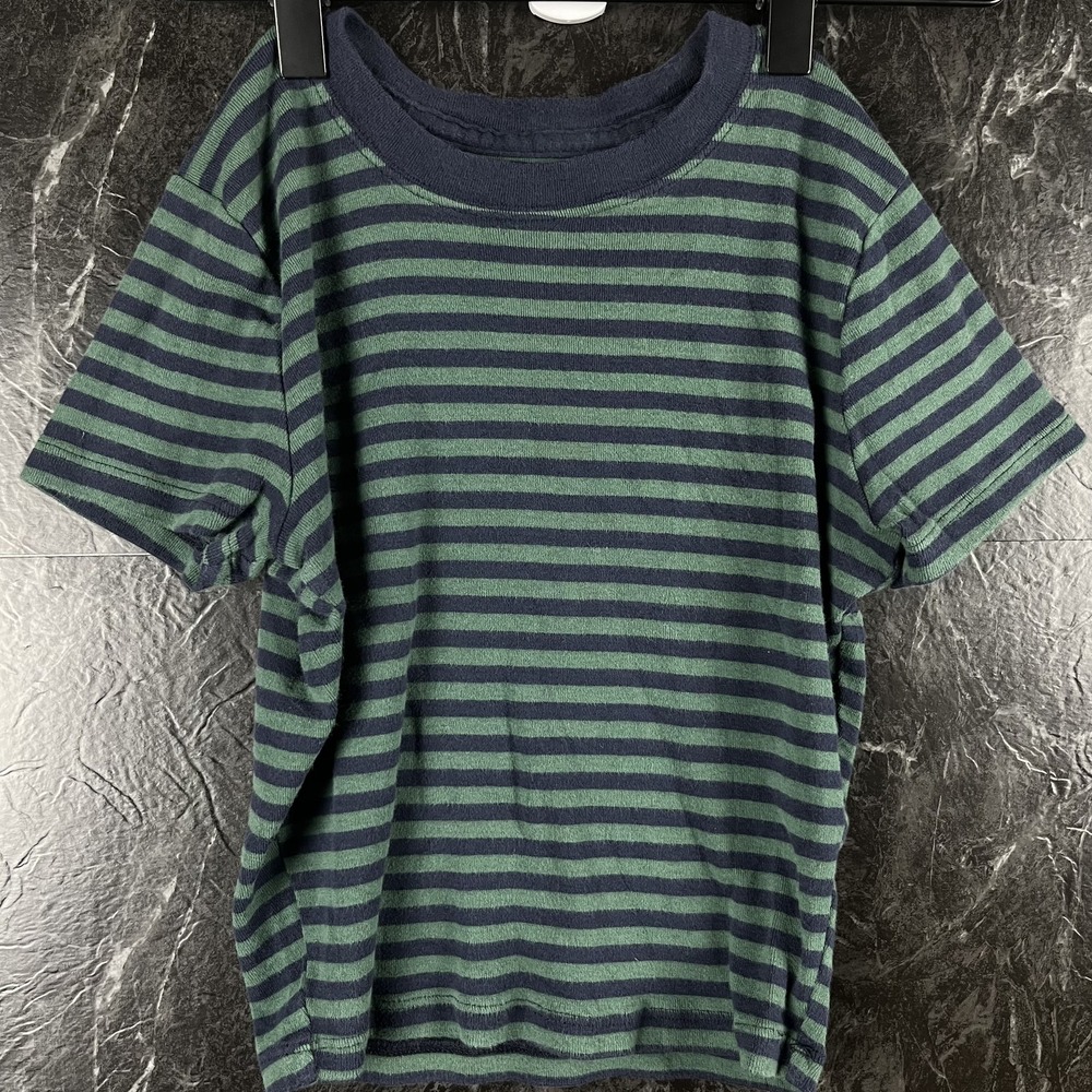 Hollister Women's Green Striped Boxy Crop Shirt XS